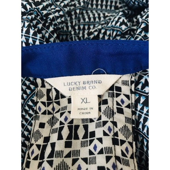 Lucky Brand | Women's Blue Sleeveless A-Line Maxi Chevron Dress Size XL - Picture 15 of 15